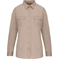 KARIBAN Női blúz Kariban KA591 Ladies' Long Sleeved Safari Shirt -2XL, Beige