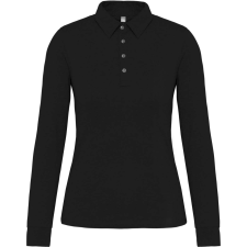 KARIBAN Női galléros hosszú ujjú jersey póló, Kariban KA265, Black-2XL férfi póló