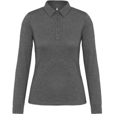 KARIBAN Női galléros hosszú ujjú jersey póló, Kariban KA265, Grey Heather-S
