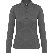 KARIBAN Női galléros hosszú ujjú jersey póló, Kariban KA265, Grey Heather-XL női póló