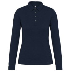 KARIBAN Női galléros hosszú ujjú jersey póló, Kariban KA265, Navy-M