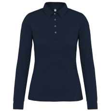 KARIBAN Női galléros hosszú ujjú jersey póló, Kariban KA265, Navy-XS