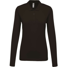 KARIBAN Női galléros hosszú ujjú piké póló, Kariban KA257, Dark Grey-XS