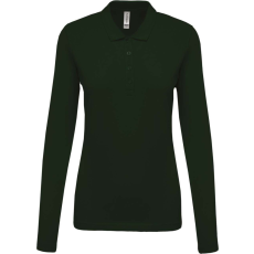 KARIBAN Női galléros hosszú ujjú piké póló, Kariban KA257, Forest Green-XS