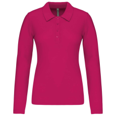 KARIBAN Női galléros hosszú ujjú piké póló, Kariban KA257, Fuchsia-L