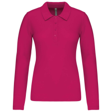 KARIBAN Női galléros hosszú ujjú piké póló, Kariban KA257, Fuchsia-M női póló
