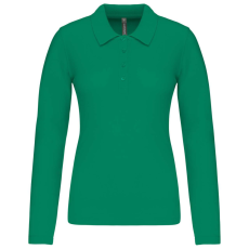 KARIBAN Női galléros hosszú ujjú piké póló, Kariban KA257, Kelly Green-M