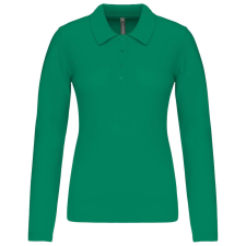 KARIBAN Női galléros hosszú ujjú piké póló, Kariban KA257, Kelly Green-S női póló