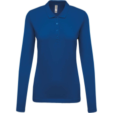 KARIBAN Női galléros hosszú ujjú piké póló, Kariban KA257, Light Royal Blue-S női póló