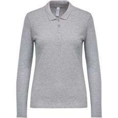 KARIBAN Női galléros hosszú ujjú piké póló, Kariban KA257, Oxford Grey-3XL