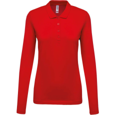 KARIBAN Női galléros hosszú ujjú piké póló, Kariban KA257, Red-2XL