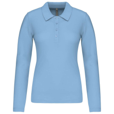 KARIBAN Női galléros hosszú ujjú piké póló, Kariban KA257, Sky Blue-2XL