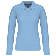 KARIBAN Női galléros hosszú ujjú piké póló, Kariban KA257, Sky Blue-XS női póló