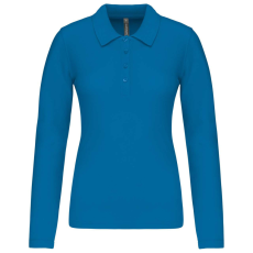 KARIBAN Női galléros hosszú ujjú piké póló, Kariban KA257, Tropical Blue-2XL