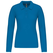 KARIBAN Női galléros hosszú ujjú piké póló, Kariban KA257, Tropical Blue-XL női póló