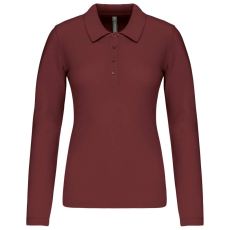 KARIBAN Női galléros hosszú ujjú piké póló, Kariban KA257, Wine-XL