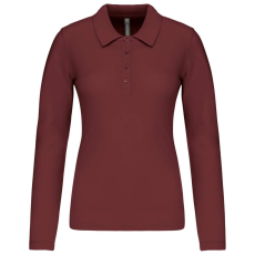 KARIBAN Női galléros hosszú ujjú piké póló, Kariban KA257, Wine-XS