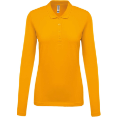 KARIBAN Női galléros hosszú ujjú piké póló, Kariban KA257, Yellow-XS