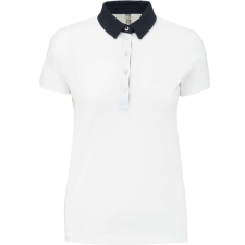 KARIBAN Női galléros jersey póló, kontrasztos gallérral, Kariban KA261, White/Navy-2XL női póló