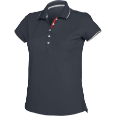 KARIBAN Női galléros piké póló, kontrasztcsíkos szélekkel, Kariban KA252, Navy/White/Red-M
