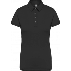 KARIBAN Női galléros rövid ujjú jersey póló, Kariban KA263, Black-XL