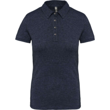 KARIBAN Női galléros rövid ujjú jersey póló, Kariban KA263, French Navy Heather-XL női póló