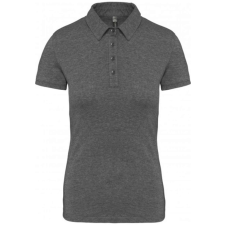 KARIBAN Női galléros rövid ujjú jersey póló, Kariban KA263, Grey Heather-L női póló
