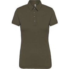 KARIBAN Női galléros rövid ujjú jersey póló, Kariban KA263, Light Khaki-2XL női póló