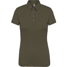 KARIBAN Női galléros rövid ujjú jersey póló, Kariban KA263, Light Khaki-M női póló