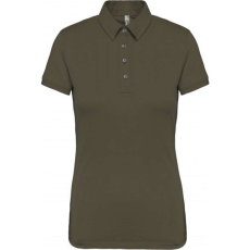 KARIBAN Női galléros rövid ujjú jersey póló, Kariban KA263, Light Khaki-S