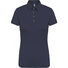 KARIBAN Női galléros rövid ujjú jersey póló, Kariban KA263, Navy-XL