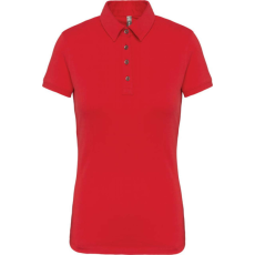 KARIBAN Női galléros rövid ujjú jersey póló, Kariban KA263, Red-M