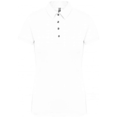 KARIBAN Női galléros rövid ujjú jersey póló, Kariban KA263, White-L