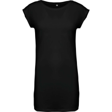 KARIBAN Női hosszú pólóruha, rövid ujjú, Kariban KA388, Black-L/XL