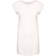 KARIBAN Női hosszú pólóruha, rövid ujjú, Kariban KA388, Off White-S/M
