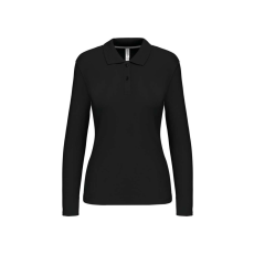 KARIBAN Női hosszú ujjú galléros piké póló, Kariban KA244, Black-L