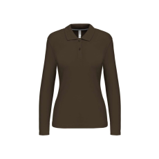 KARIBAN Női hosszú ujjú galléros piké póló, Kariban KA244, Dark Khaki-L