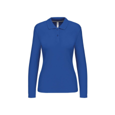 KARIBAN Női hosszú ujjú galléros piké póló, Kariban KA244, Light Royal Blue-S