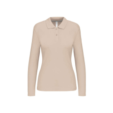 KARIBAN Női hosszú ujjú galléros piké póló, Kariban KA244, Light Sand-2XL