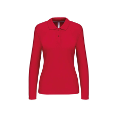 KARIBAN Női hosszú ujjú galléros piké póló, Kariban KA244, Red-3XL