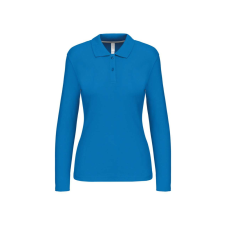 KARIBAN Női hosszú ujjú galléros piké póló, Kariban KA244, Tropical Blue-3XL női póló