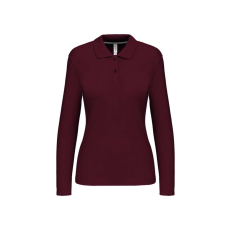 KARIBAN Női hosszú ujjú galléros piké póló, Kariban KA244, Wine-3XL