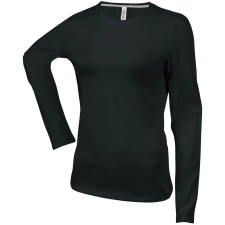 KARIBAN Női hosszú ujjú kereknyakú pamut póló, Kariban KA383, Black-XL női póló