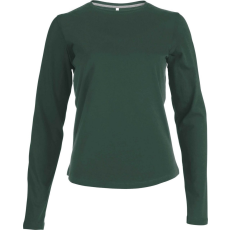 KARIBAN Női hosszú ujjú kereknyakú pamut póló, Kariban KA383, Forest Green-2XL