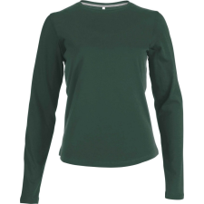 KARIBAN Női hosszú ujjú kereknyakú pamut póló, Kariban KA383, Forest Green-XL női póló