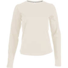 KARIBAN Női hosszú ujjú kereknyakú pamut póló, Kariban KA383, Light Sand-XL női póló