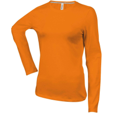 KARIBAN Női hosszú ujjú kereknyakú pamut póló, Kariban KA383, Orange-2XL