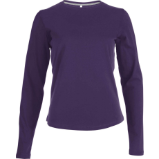 KARIBAN Női hosszú ujjú kereknyakú pamut póló, Kariban KA383, Purple-L