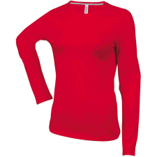 KARIBAN Női hosszú ujjú kereknyakú pamut póló, Kariban KA383, Red-XL női póló