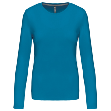 KARIBAN Női hosszú ujjú kereknyakú pamut póló, Kariban KA383, Tropical Blue-2XL